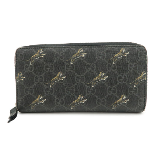 GUCCI Tiger Motif GG Supreme PVC Leather Round Zippy Wallet 575135