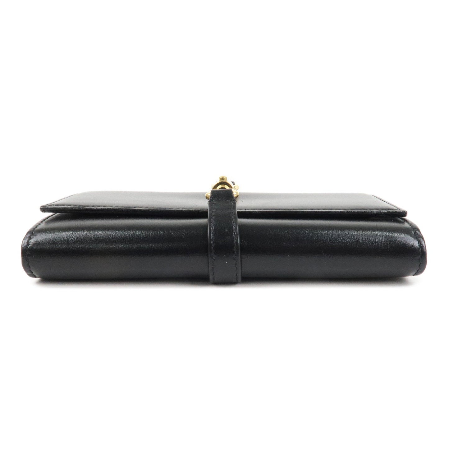 GUCCI Jackie 1961 Leather Chain Wallet WOC Black Gold 652681