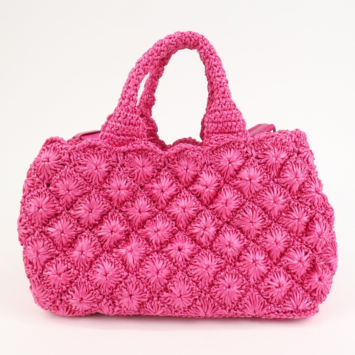 PRADA Canapa Raffia 2Way Bag Hand Bag Shoulder Bag Pink BN2888