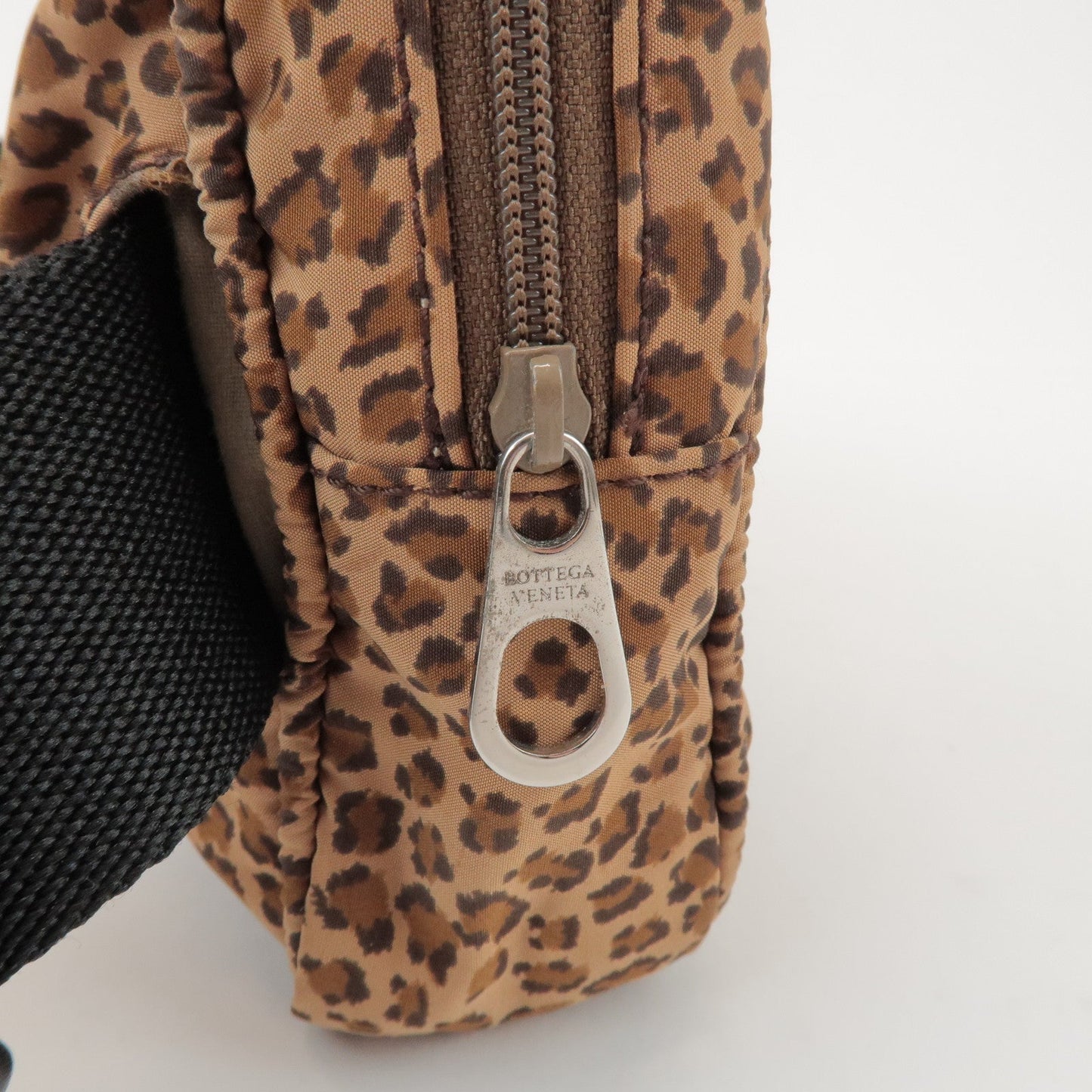 BOTTEGA VENETA Nylon Animal Print Waist Bag Brown Black 216371