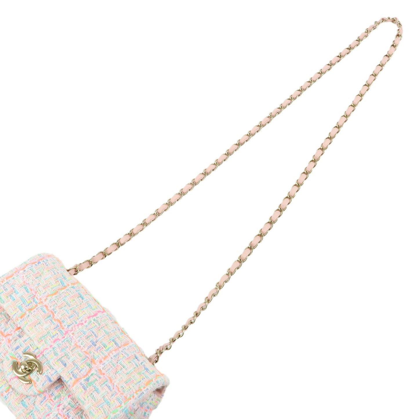 CHANEL Mini Matelasse 20 Tweed Lamb Skin Chain Shoulder Bag A69900