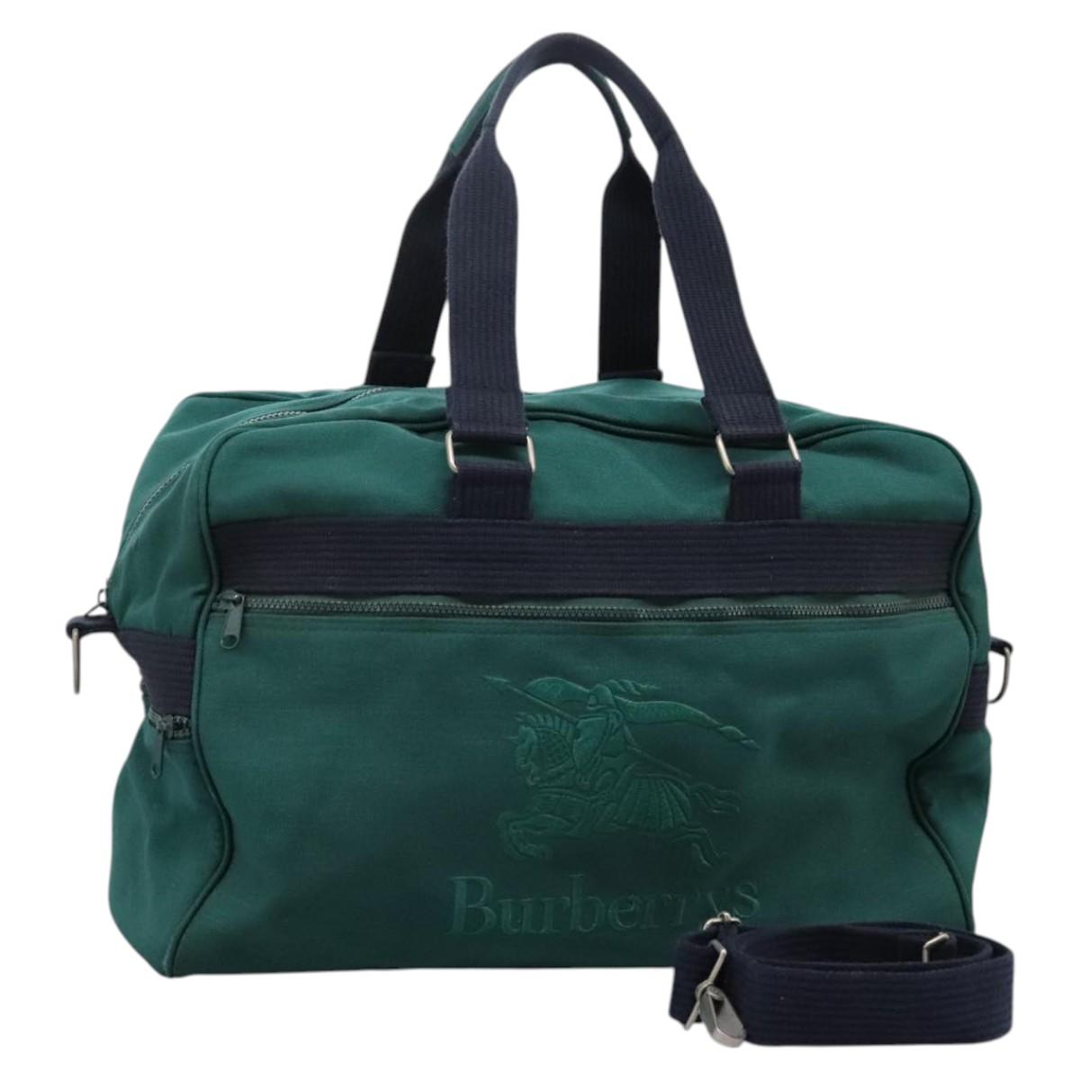 Burberry Logo Green Canvas Travel Bag ( )