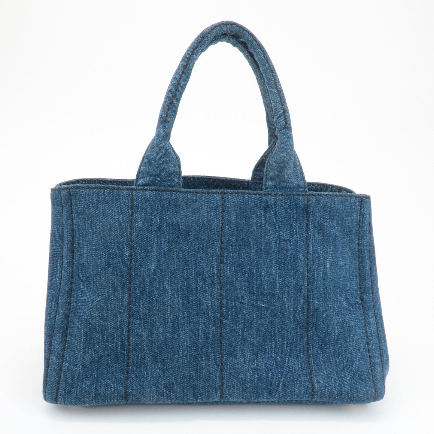 PRADA Triangle Logo Canapa Canvas Denim Hand Bag Navy B1877B
