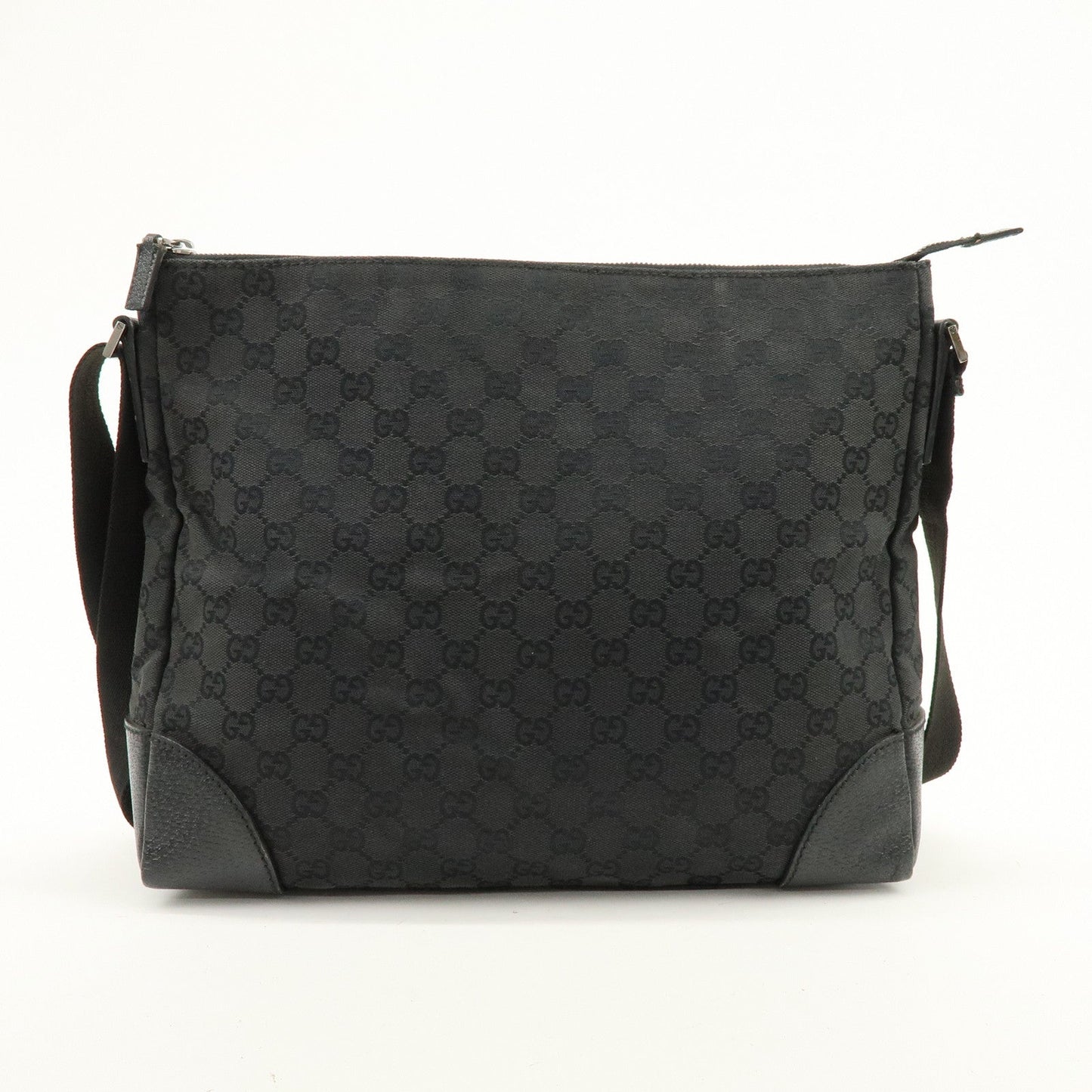 GUCCI GG Canvas Leather Shoulder Bag Messenger Bag Black 110054