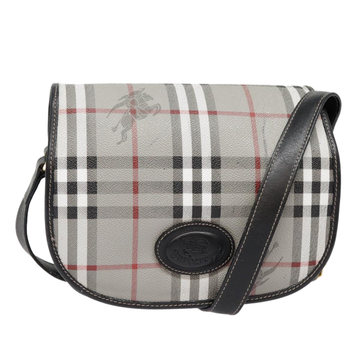 Burberry Nova Check Grey Leather Shoulder Bag ( )