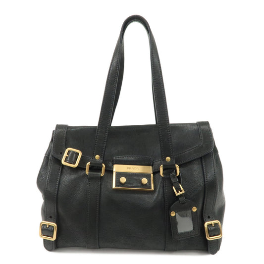 PRADA Leather Shoulder Bag Hand Bag Black BR3027
