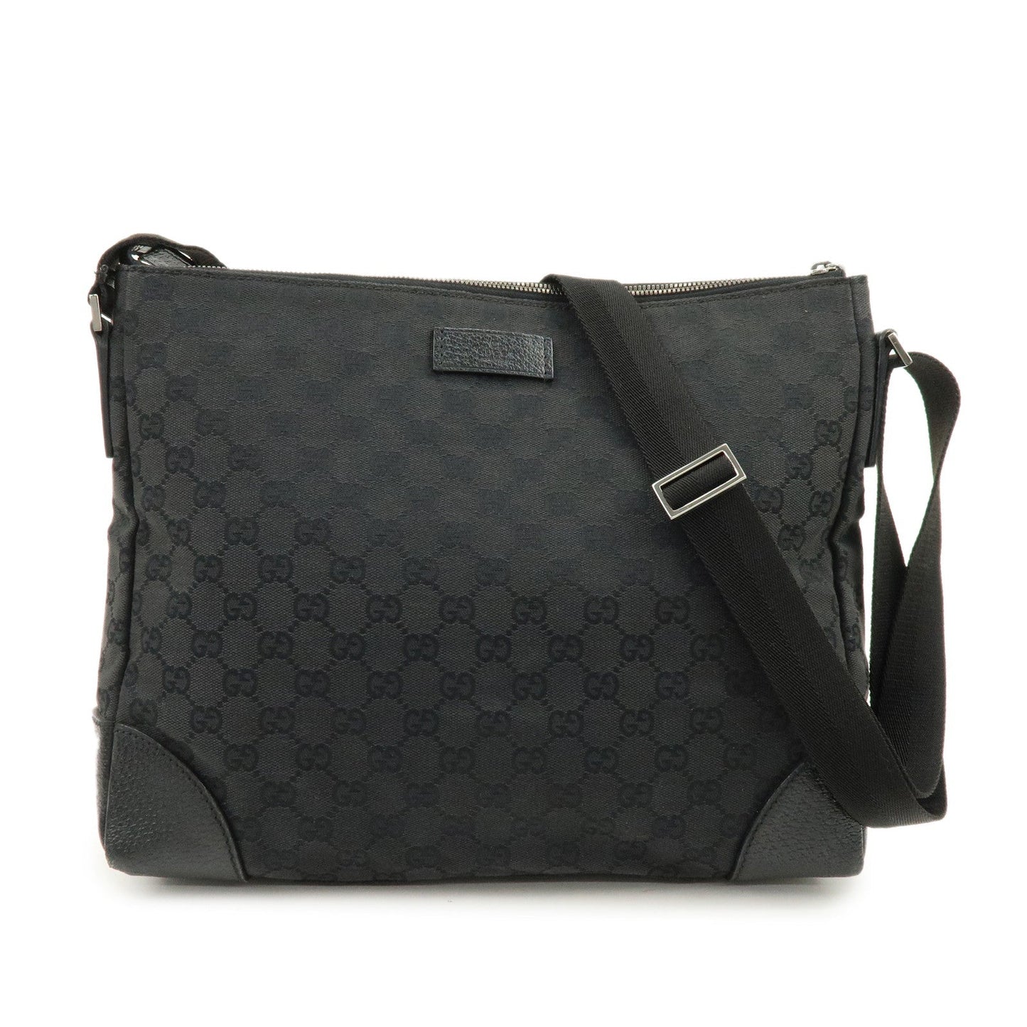 GUCCI GG Canvas Leather Shoulder Bag Messenger Bag Black 110054