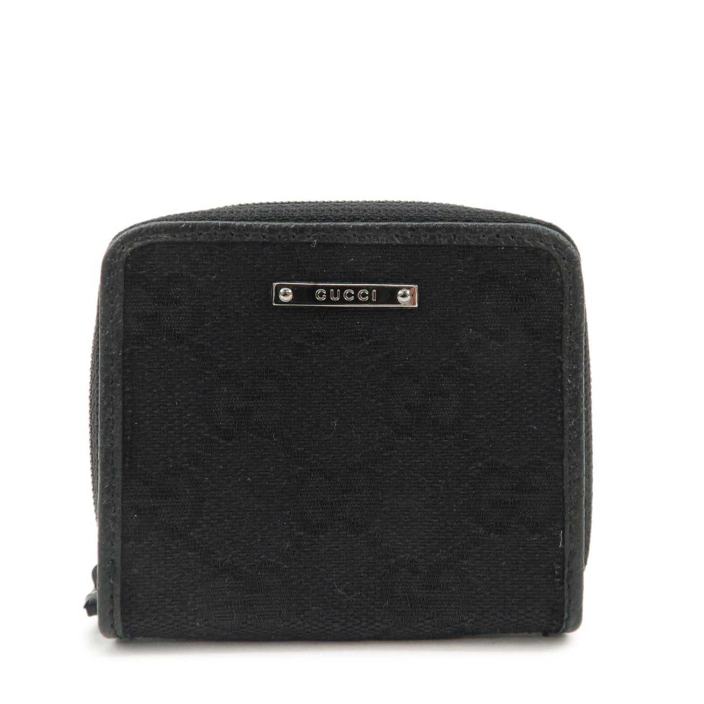 GUCCI GG Canvas Leather Coin Case Coin Purse Black 115255