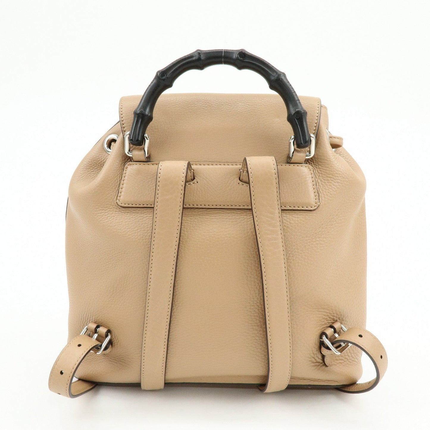 GUCCI Bamboo Leather Tassel Backpack Rucksack Pink Beige 370833