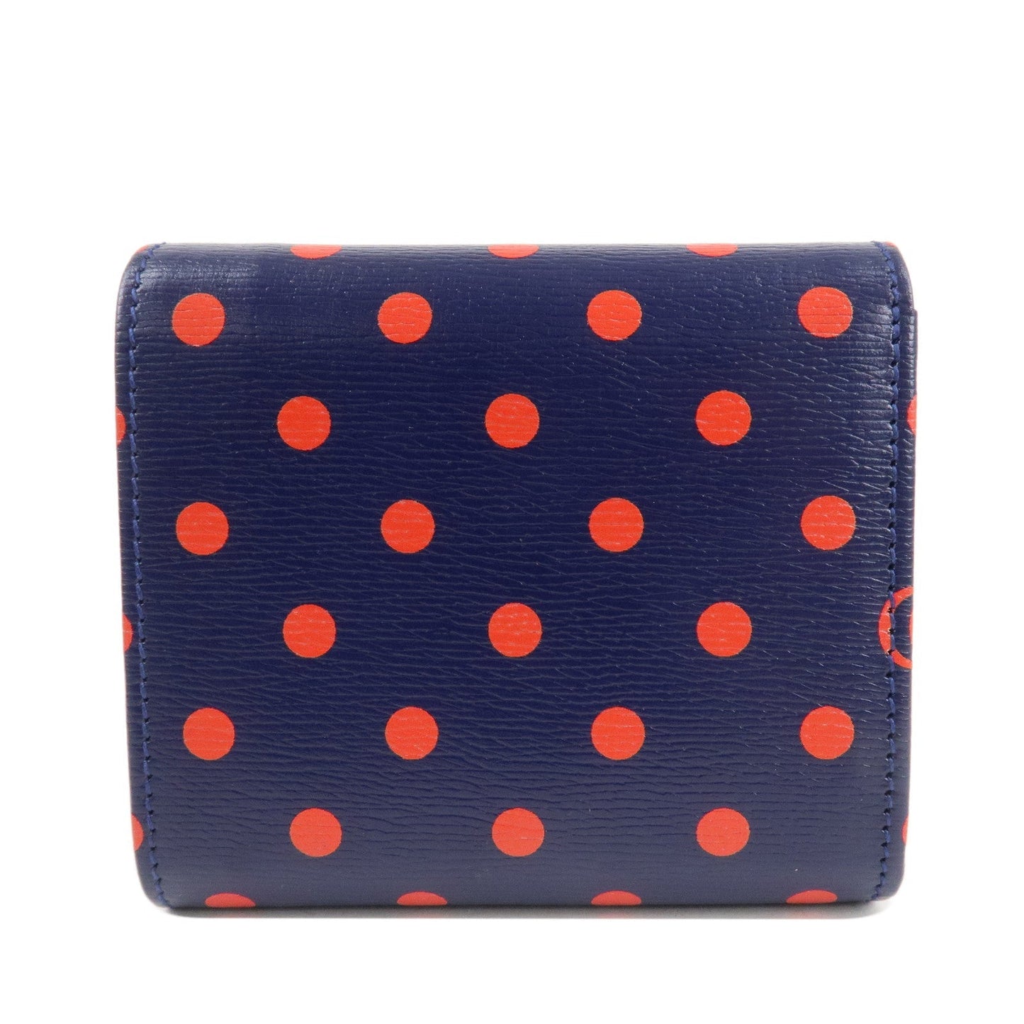 GUCCI Horsebit Dot Pattern Leather Bifold Wallet Navy Red 621891