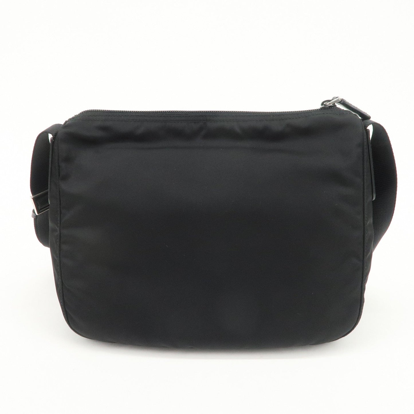 PRADA Triangle Logo Nylon Saffiano Leather Shoulder Bag Black
