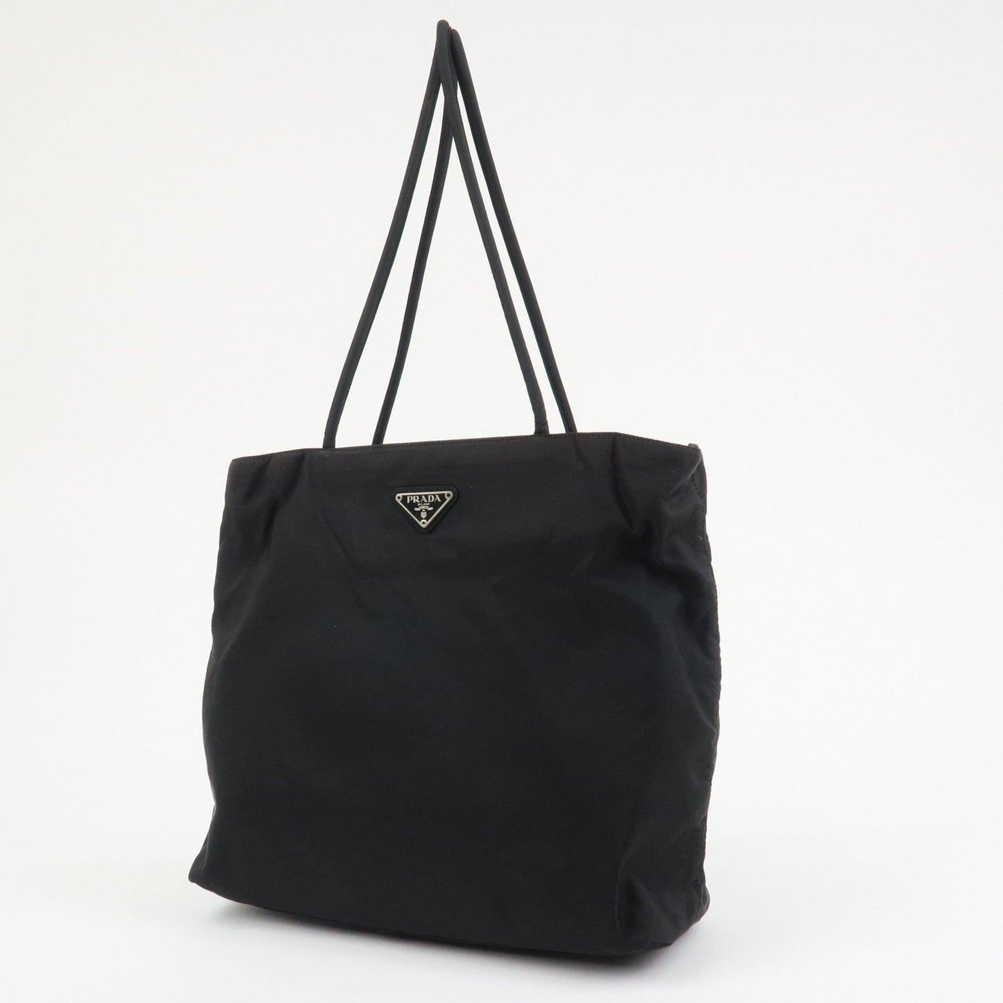 PRADA Triangle Logo Nylon Hand Bag Shoulder Bag Black H5692
