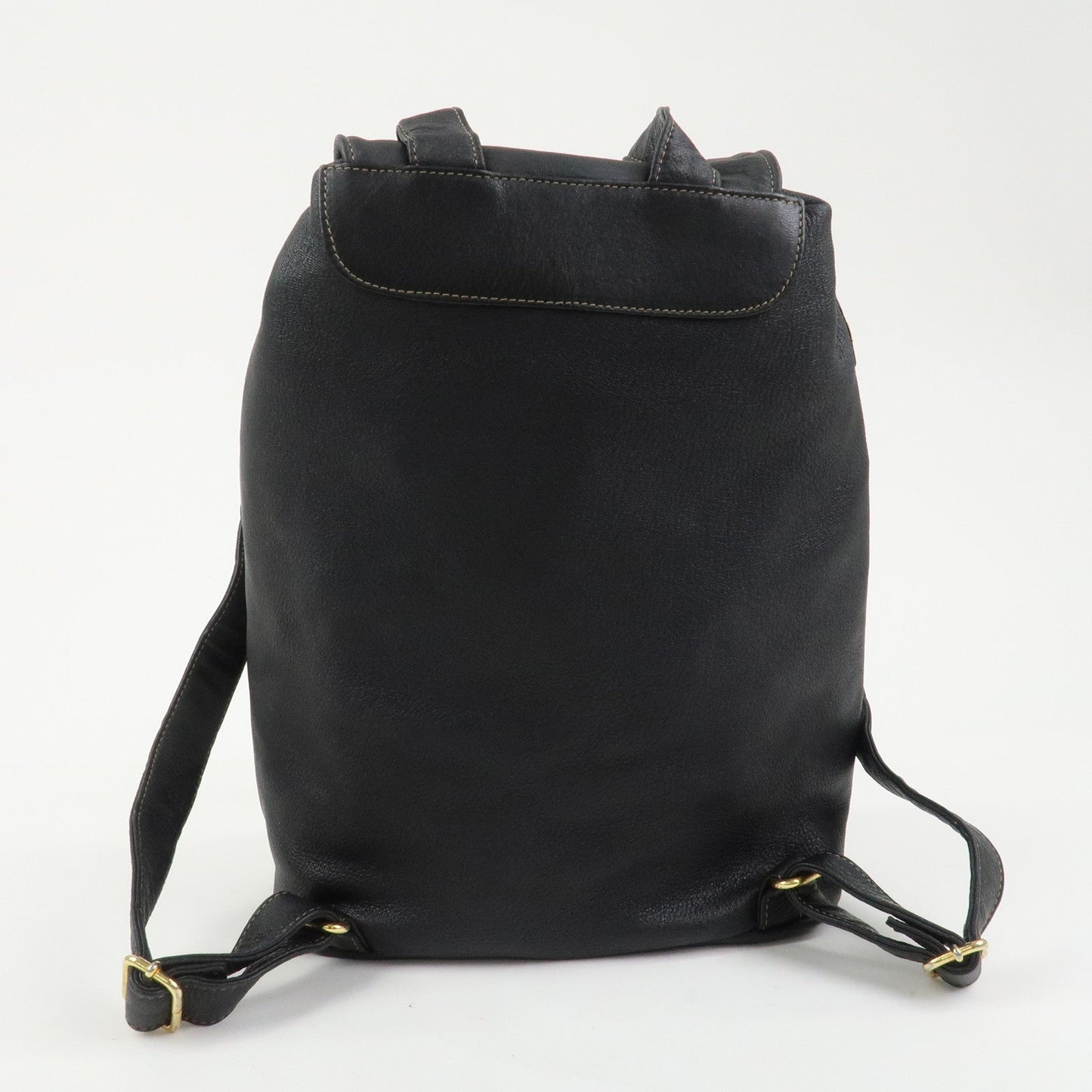 FENDI Logo Leather Backpack Rucksack Black 26063