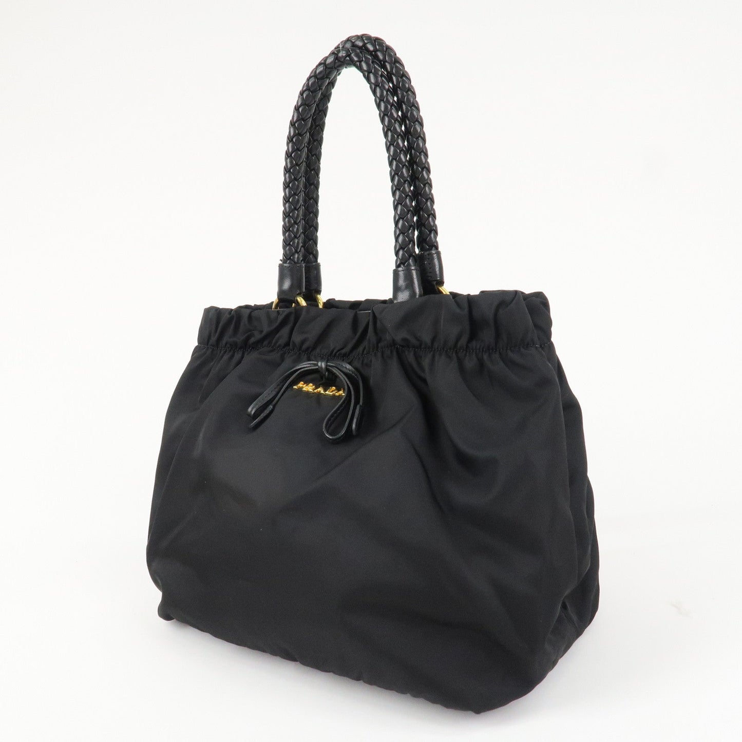 PRADA Logo Nylon Leather 2Way Bag Shoulder Bag Hand Bag Black BN1970