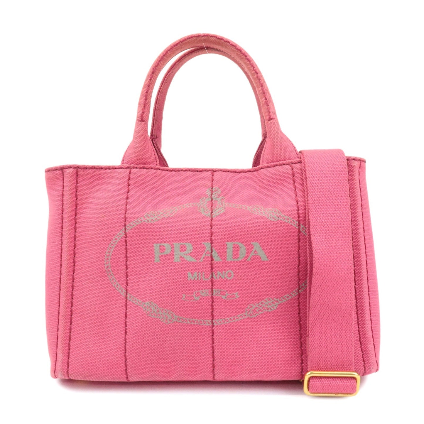 PRADA Canapa Mini Canvas 2Way Hand Bag Shoulder Bag Pink 1BG439