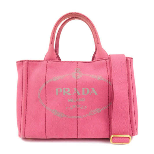 PRADA Canapa Mini Canvas 2Way Hand Bag Shoulder Bag Pink 1BG439