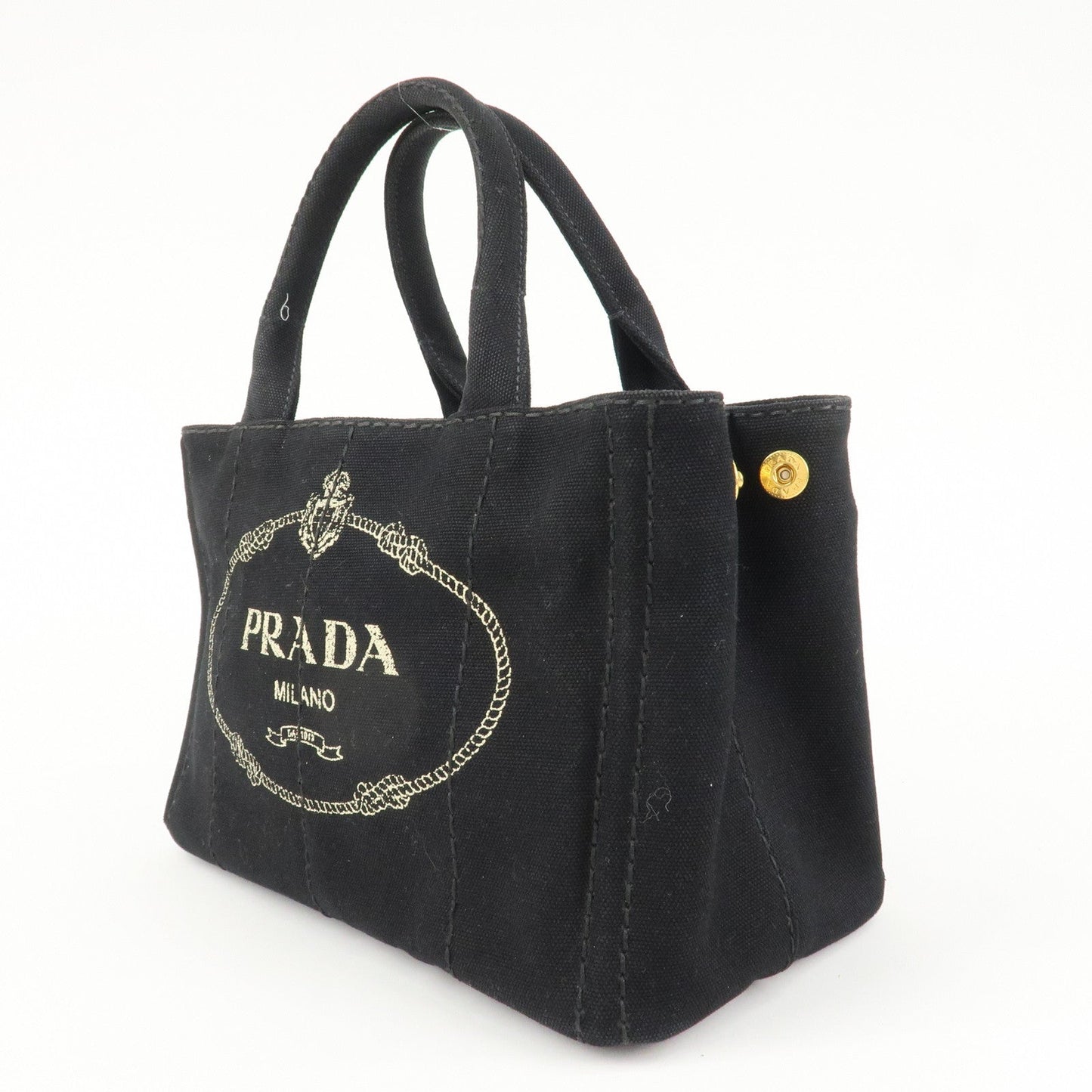 PRADA Canapa Mini Canvas 2Way Bag Hand Bag Shoulder Bag Black 1BG439