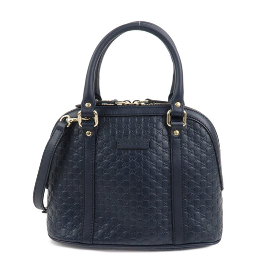 GUCCI Micro Guccissima Leather 2Way Hand Shoulder Bag Navy 449654