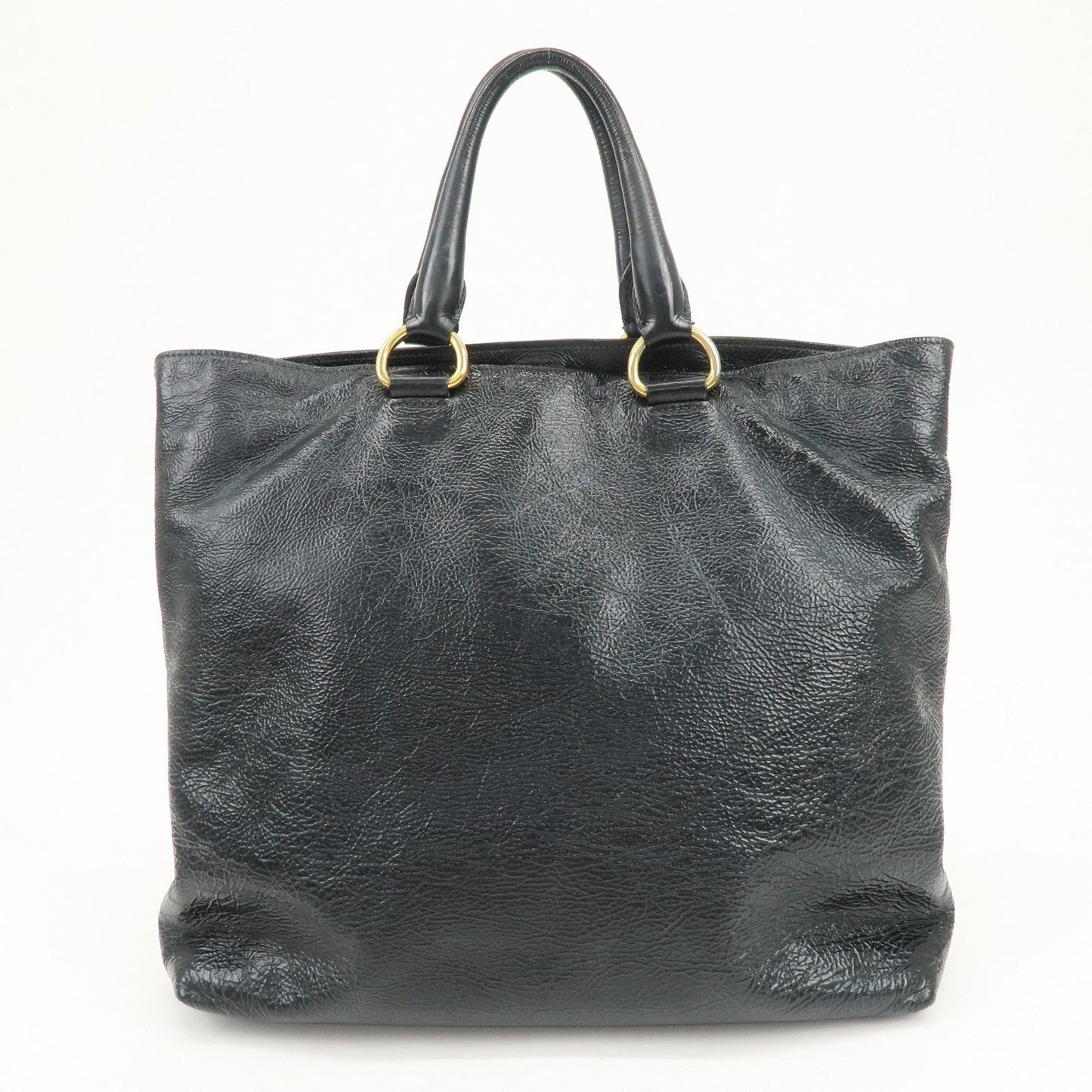 PRADA Logo Leather 2Way Tote Bag Shoulder Bag Black BN1713