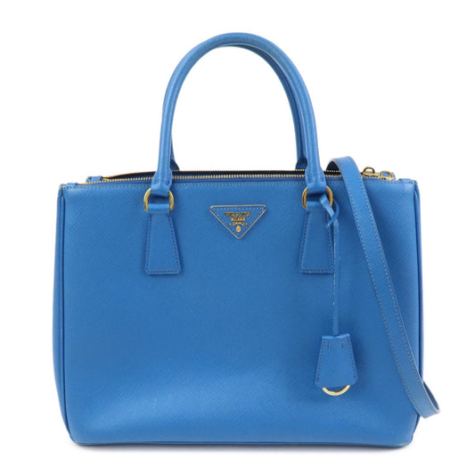 PRADA Triangle Logo Galleria Saffiano Leather 2Way Bag Blue 1BA274