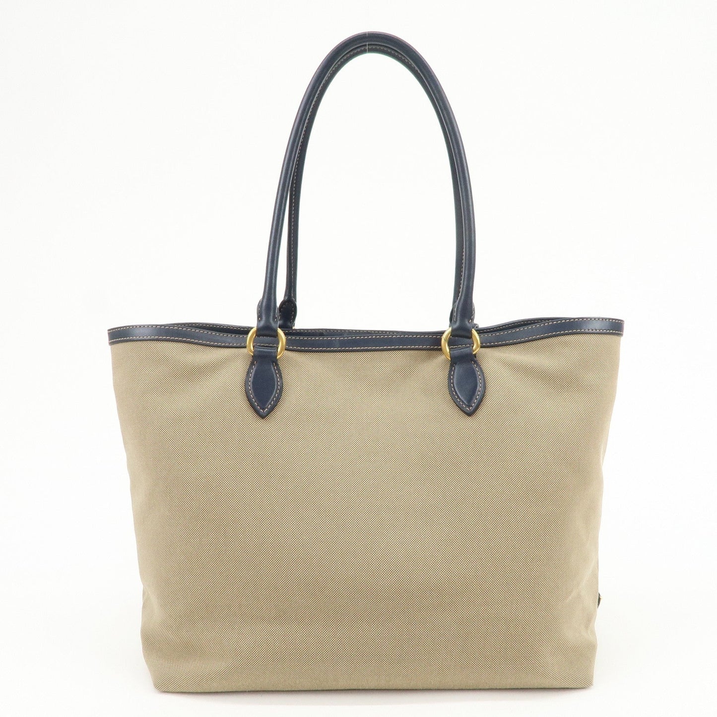 PRADA Logo Jacquard Leather Tote Bag Shoulder Bag Beige 1BG158