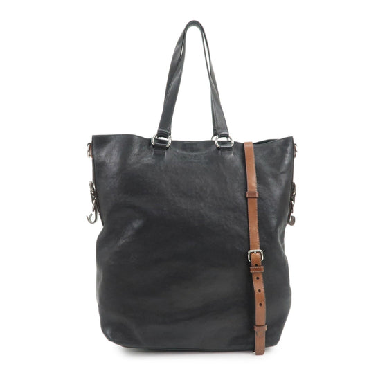 PRADA Leather 2Way Bag Tote Bag Shoulder Bag Black VA0801