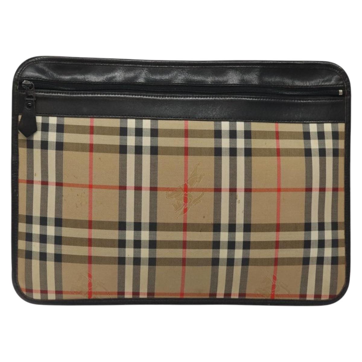 Burberry Nova Check Beige Canvas Clutch Bag ( )