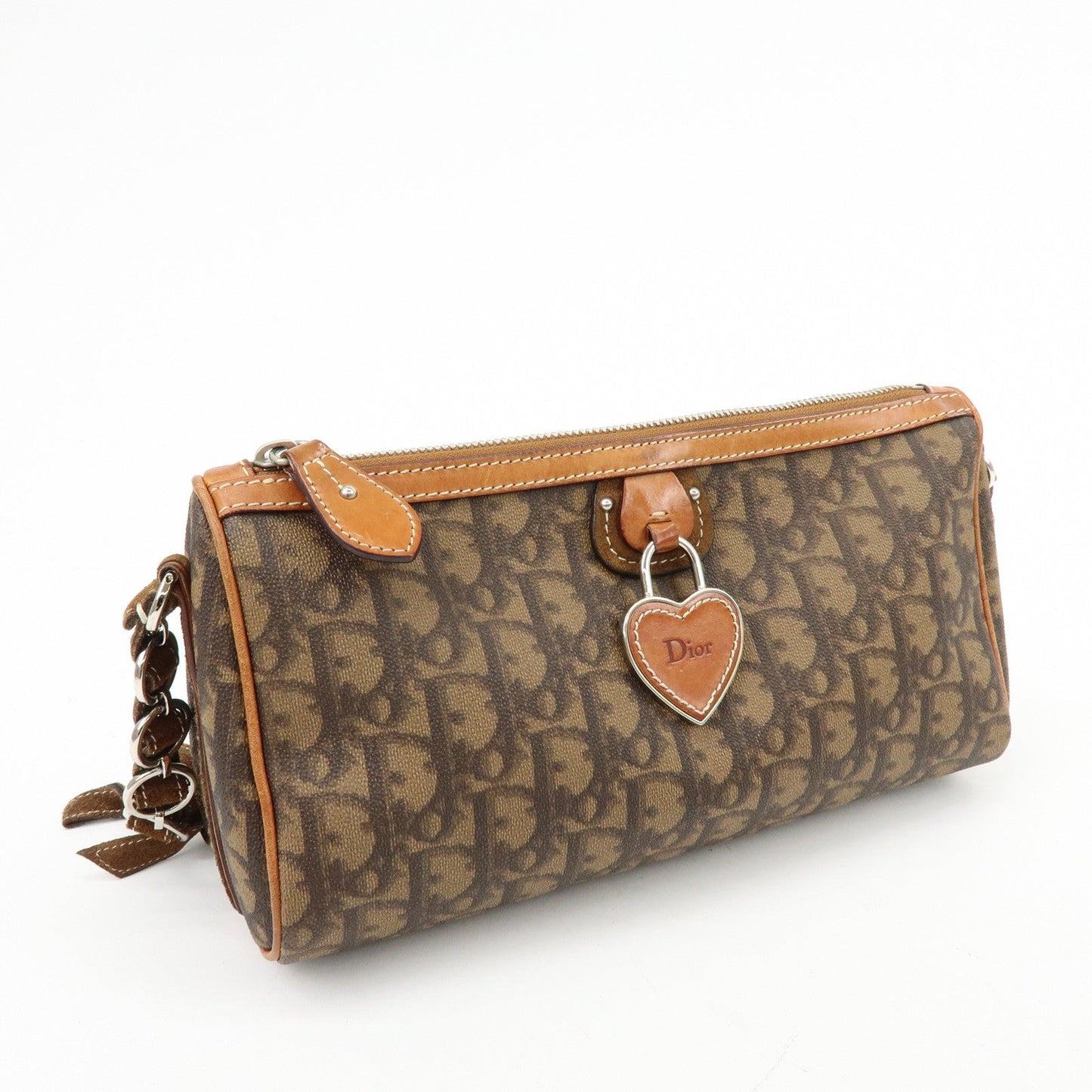 Christian Dior Romantic Trotter PVC Leather Shoulder Bag Brown