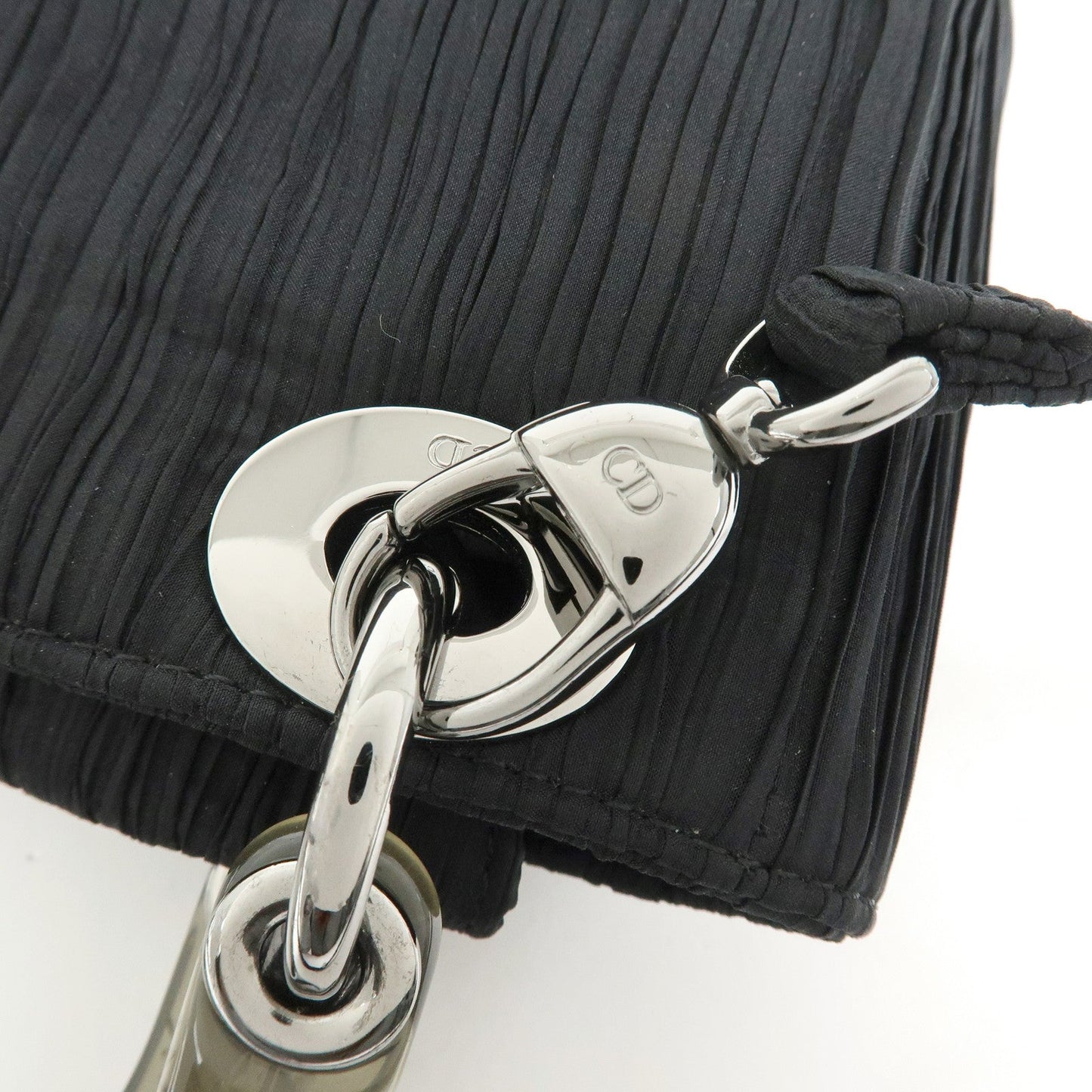 Christian Dior Lady Dior Rose Motif Satin 2Way Bag Hand Bag Black