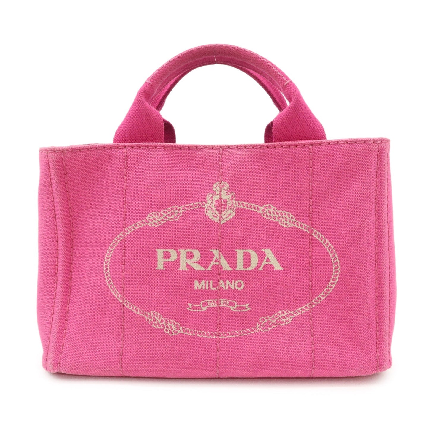 PRADA Logo Canapa Mini Canvas Tote Bag Hand Bag Pink BN2439