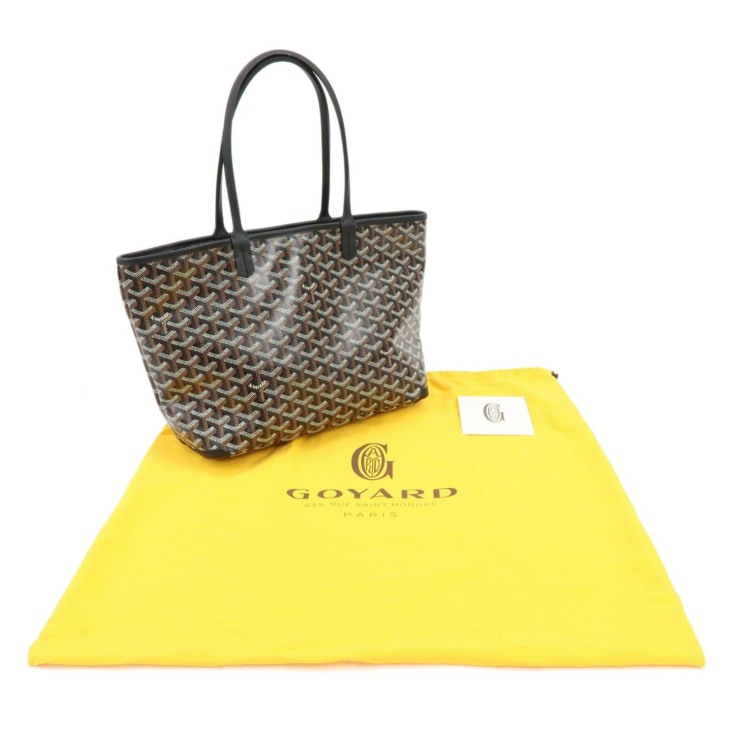 GOYARD Artois PM PVC Leather Tote Bag Hand Bag Black Brown