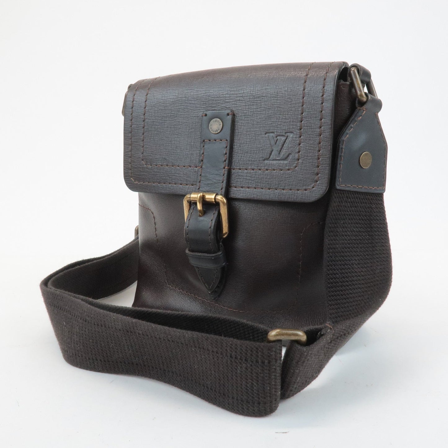 Louis Vuitton Utah Calf Leather Shoulder Bag Crossbody Bag Cafe M92995