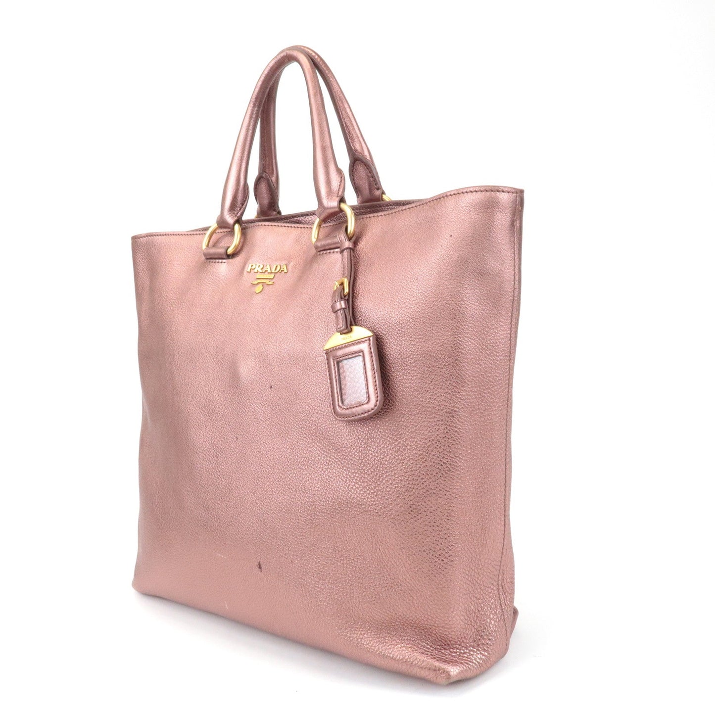 PRADA Leather 2Way Tote Bag Shoulder Bag Metallic Pink BN1713
