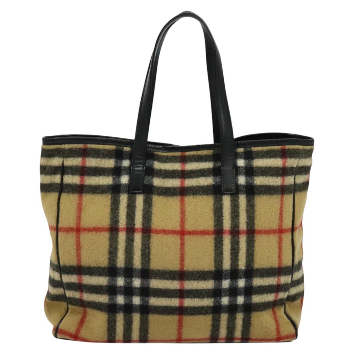 Burberry Nova Check Beige Wool Tote Bag ( )