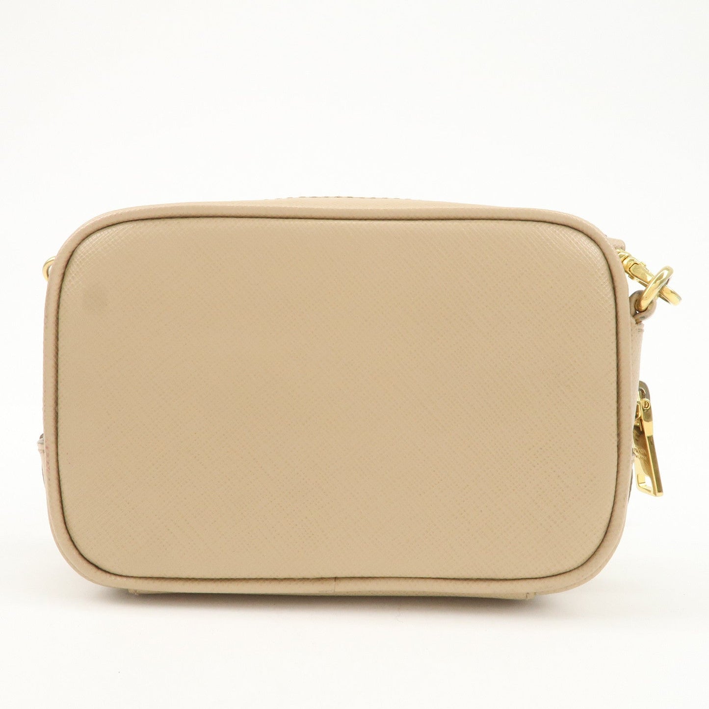 PRADA Logo Saffiano Leather Shoulder Bag Crossbody Bag Beige 1NF674