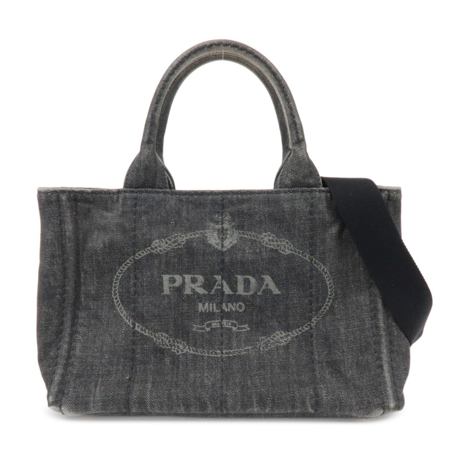 PRADA Canapa Mini 2Way Bag Hand Shoulder Bag Black B2439G