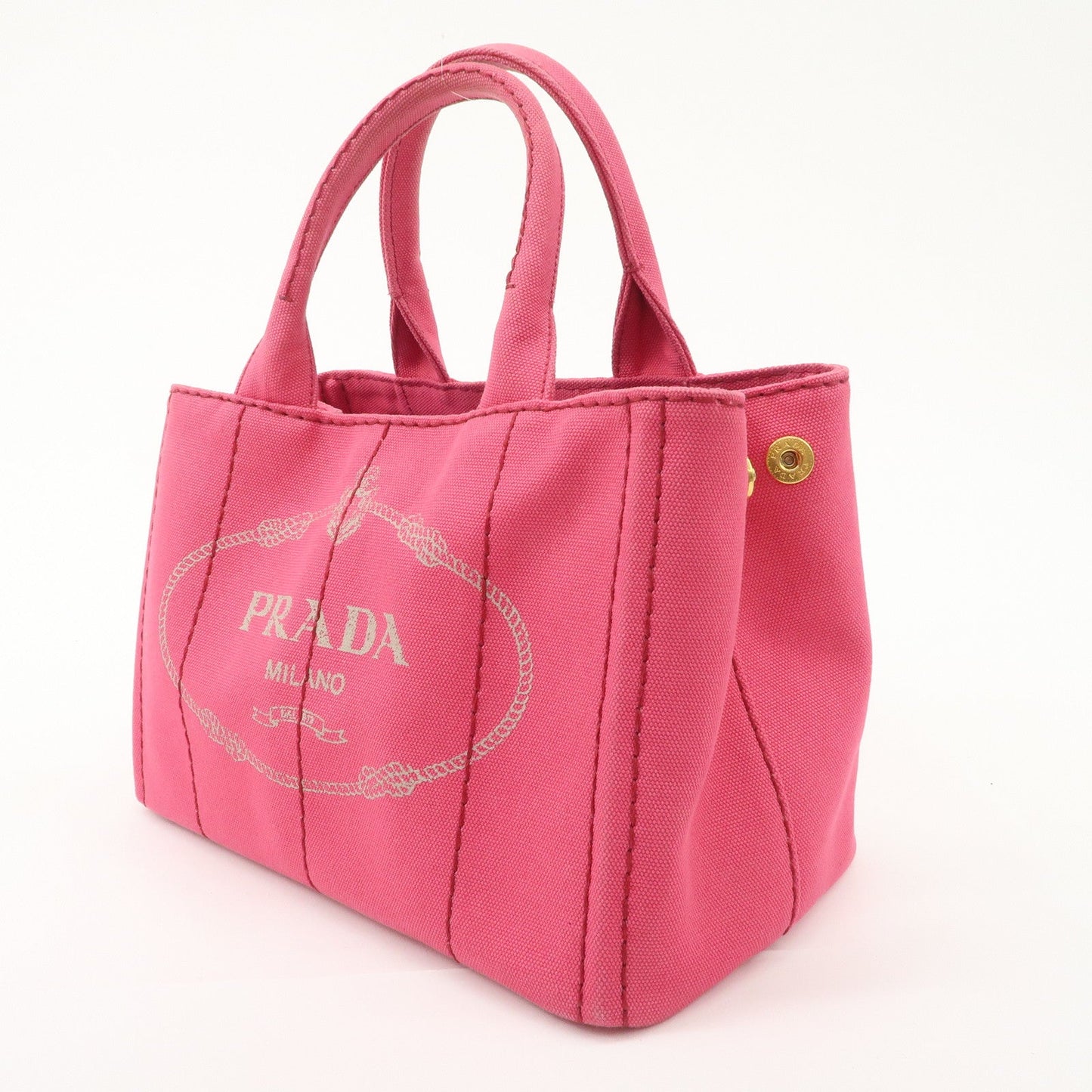 PRADA Logo Canapa Mini Canvas 2Way Tote Bag Pink 1BG439