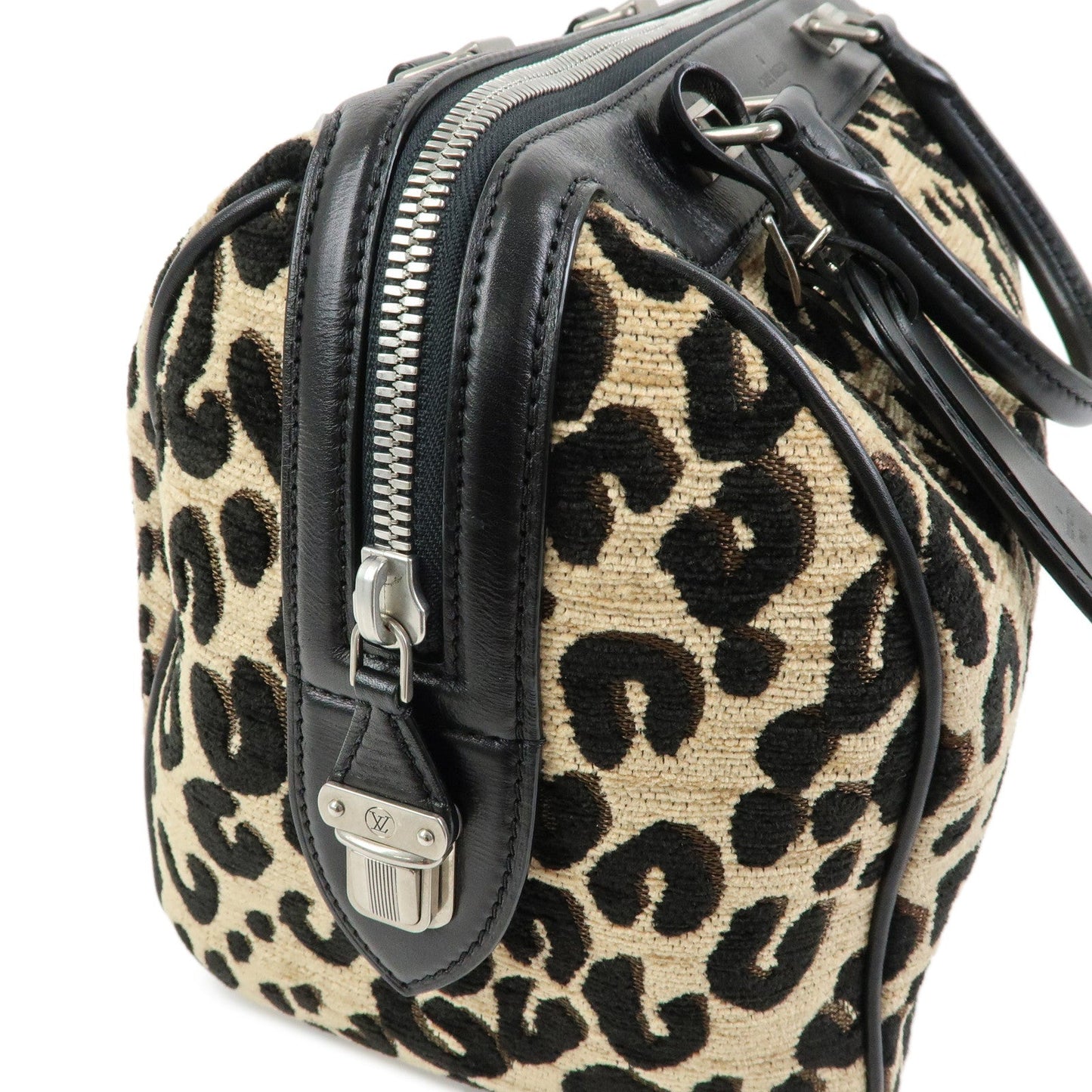 Louis Vuitton Speedy 30 Leopard Corduroy Leather Boston Bag M97396