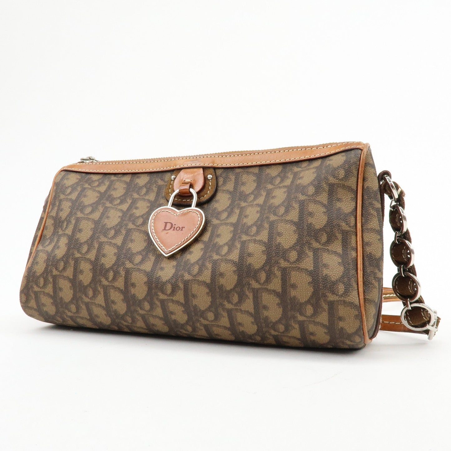 Christian Dior Romantic Trotter PVC Leather Shoulder Bag Brown
