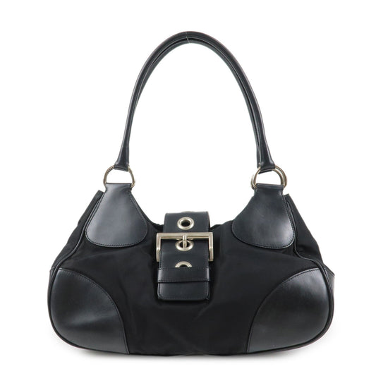 PRADA Moon Silhouette Shoulder Bag Hand bag Black Silver HDW BR0828