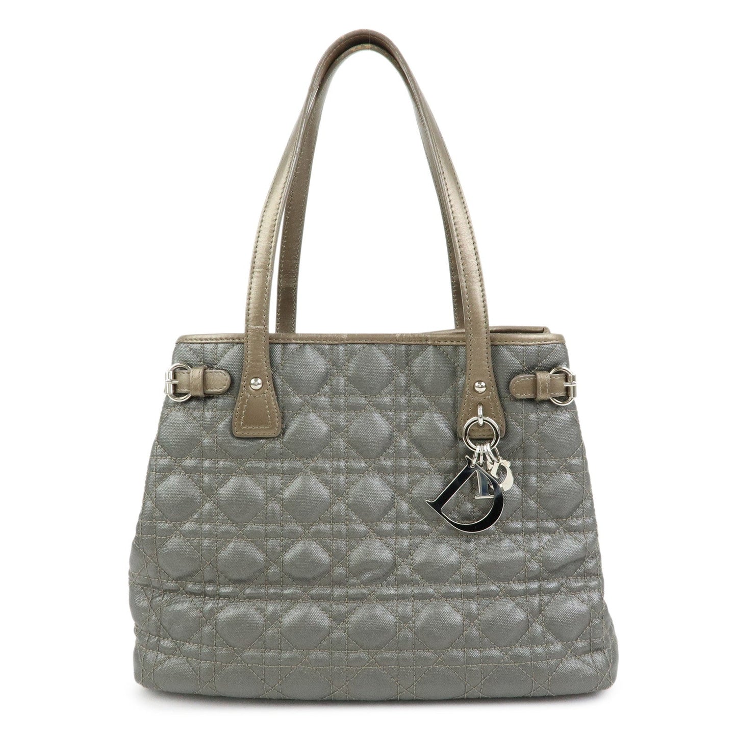 Christian Dior Panarea Cannage PVC Coated Canvas Tote Bag Gray