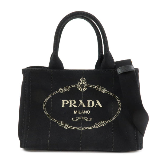 PRADA Canapa Mini Canvas 2Way Hand Bag Tote Bag Black 1BG439