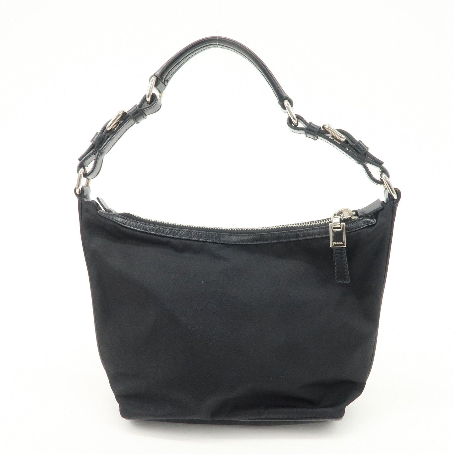PRADA Triangle Logo Nylon Leather Shoulder Bag Hand Bag Black BR3121