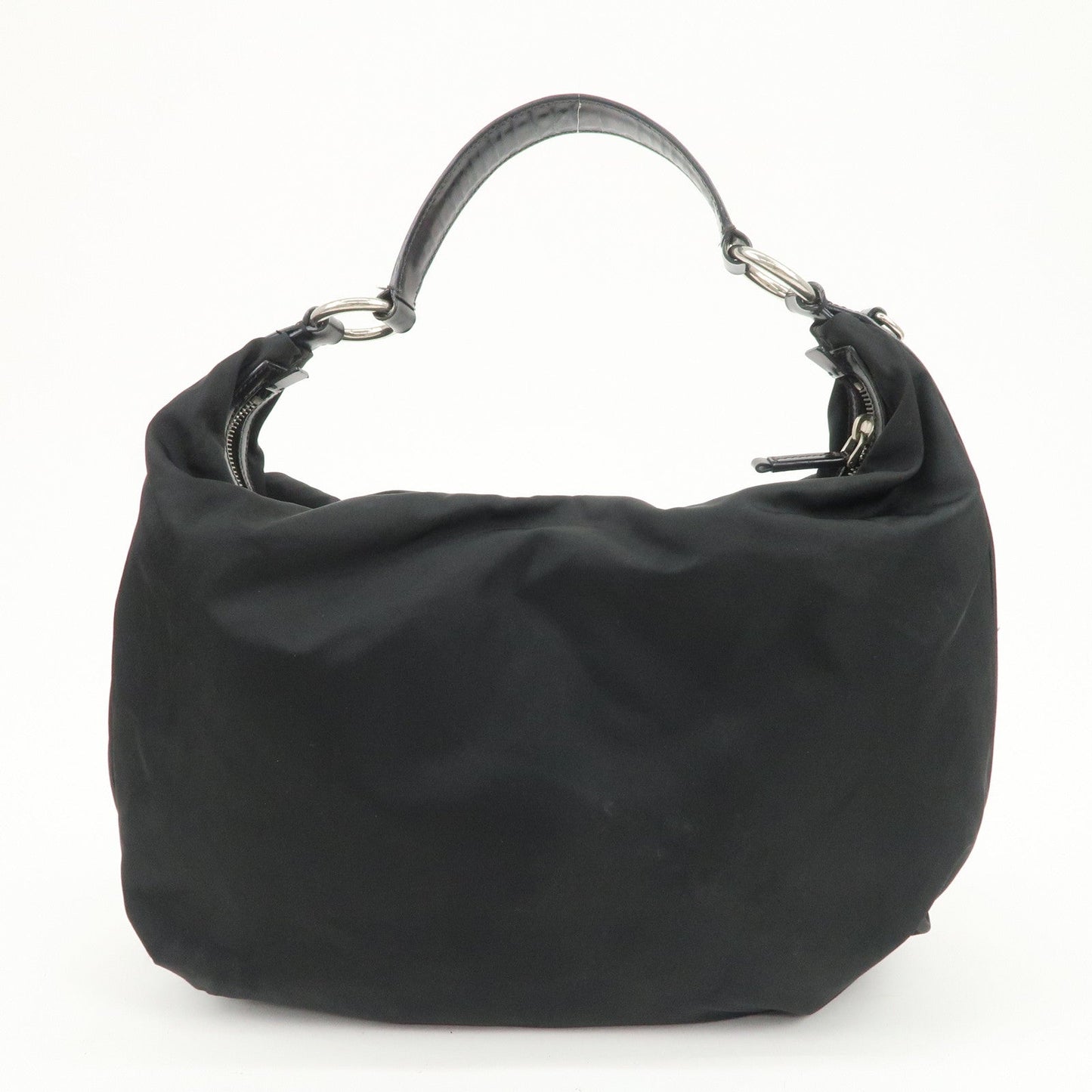 PRADA Logo Nylon Leather Shoulder Bag Hand Bag Black BR3287