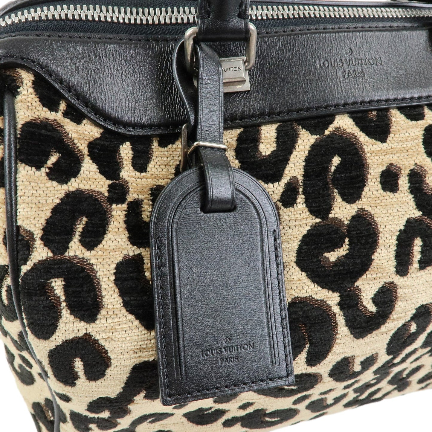 Louis Vuitton Speedy 30 Leopard Corduroy Leather Boston Bag M97396