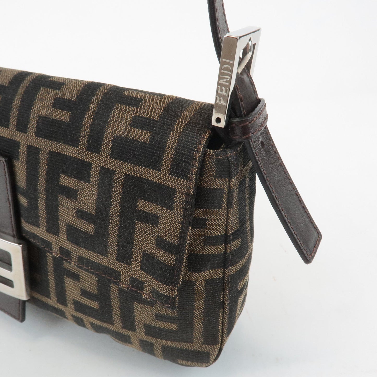 FENDI Zucca Mamma Baguette Canvas Shoulder Bag 26424 Brown Black