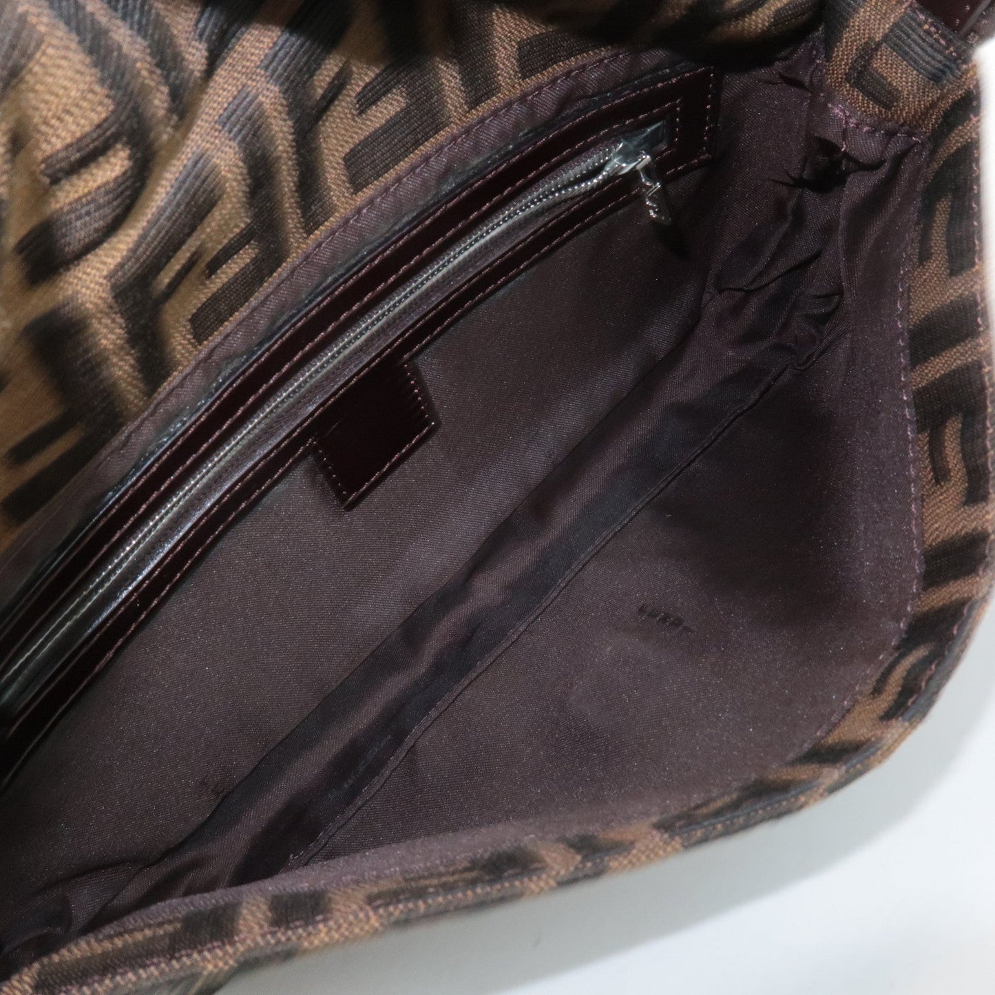 FENDI Zucca Mamma Baguette Canvas Shoulder Bag 26424 Brown Black