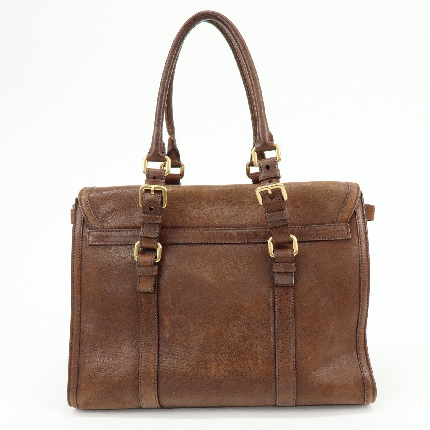 PRADA Leather Shoulder Bag Hand Bag Brown BR3130