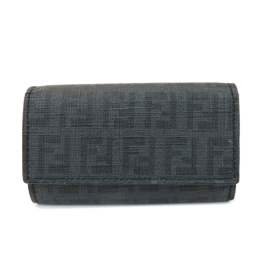 FENDI Zucca PVC Canvas 6 Rings Key Case Key Holder Black 8AP079