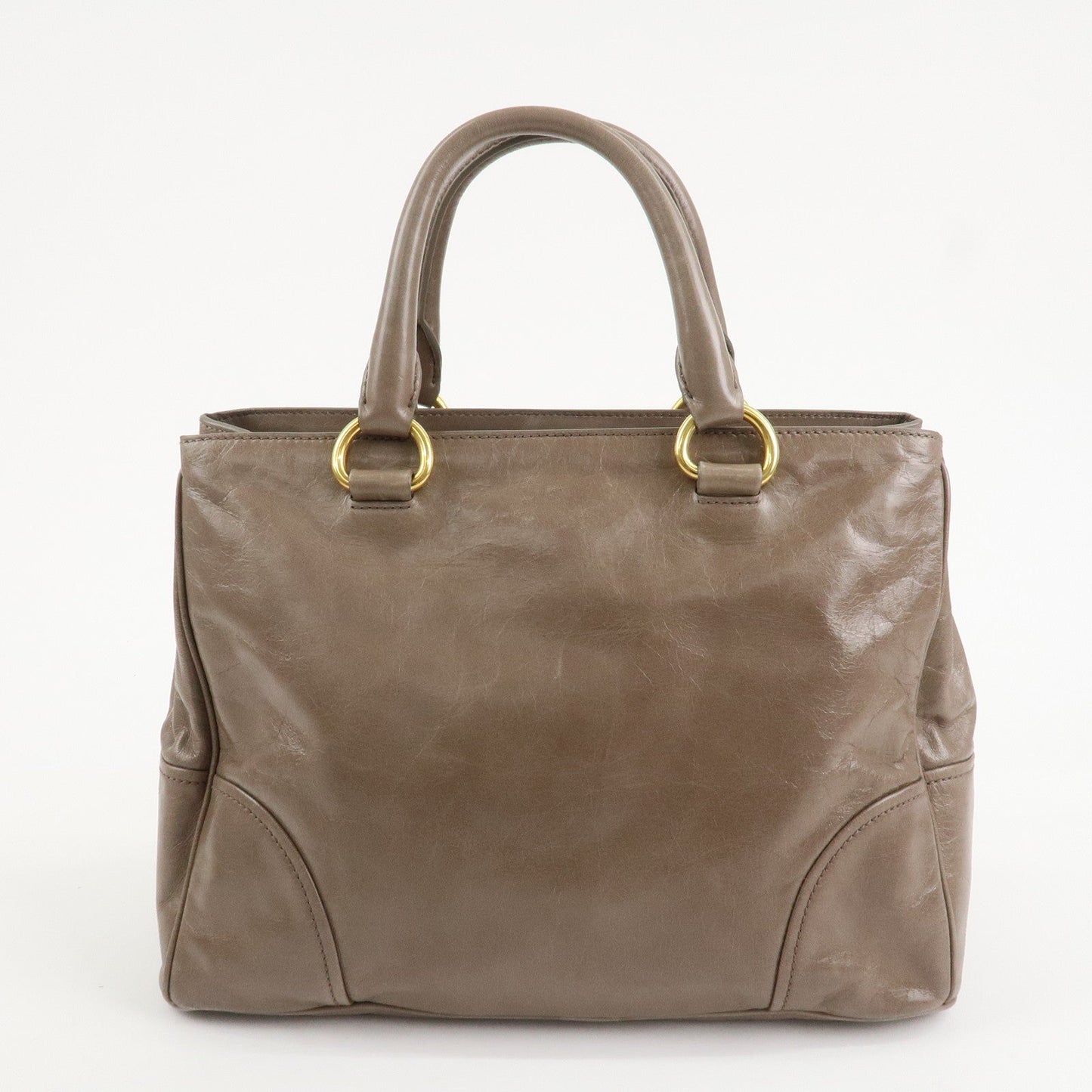 PRADA Logo Leather 2Way Bag Hand Bag Shoulder Bag Greige BN2533